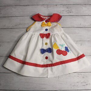 Vintage Dress Baby Girl's Size 12 Months Polka Dot Fruit Sundress